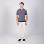 Çizgili Triko T-Shirt Lacivert