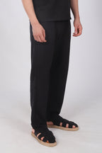 Keten İpli Baggy Pantolon Siyah
