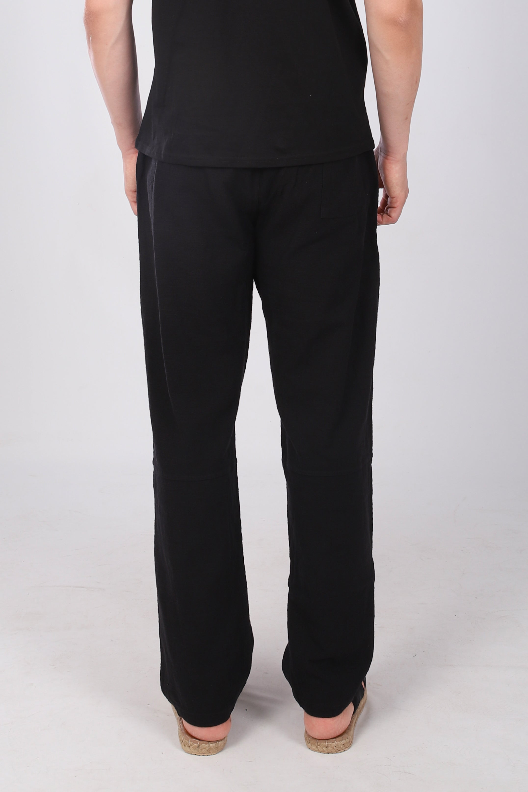 Keten İpli Baggy Pantolon Siyah