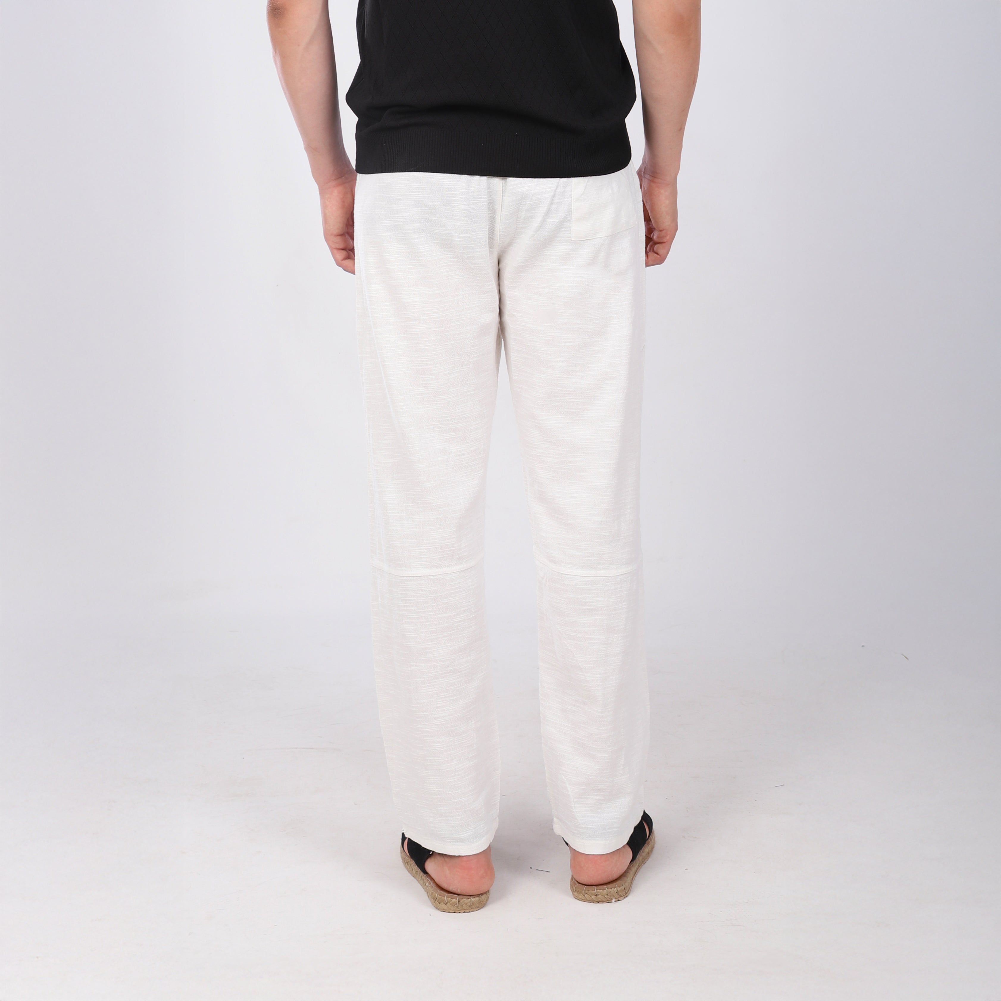 Keten İpli Baggy Pantolon Beyaz
