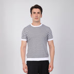 Çizgili Triko T-Shirt Siyah