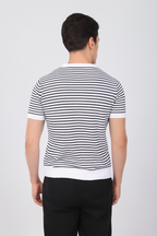 Çizgili Triko T-Shirt Siyah