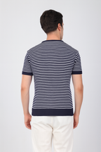 Çizgili Triko T-Shirt Lacivert